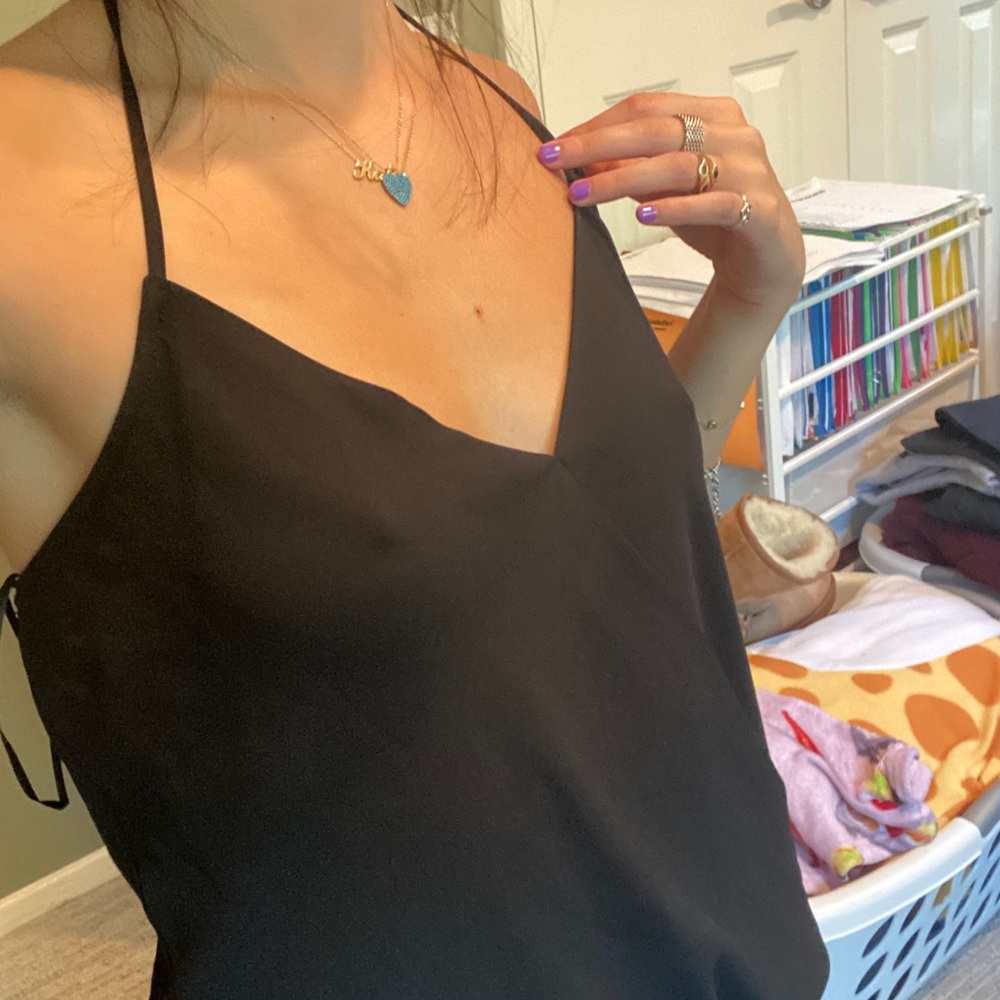 black halter top flowy blouse